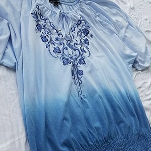 RXB Blue Ombre Peasant Top - Size M